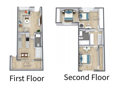Floor plan for 3 beds, 1.5 baths, 1100 sqft